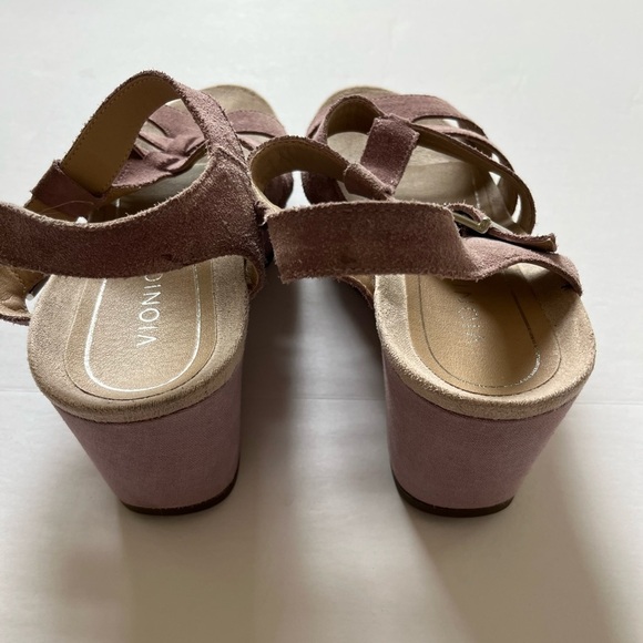 Vionic Hoola Tawny Mauve Suede T strap Wedge Sandal Size 11 - Picture 3 of 9